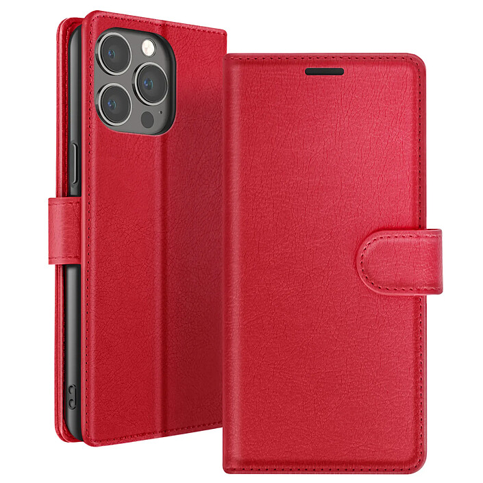 Zanaé Étui Portefeuille pour iPhone 13 Pro Support et Languette Magnétique Rouge