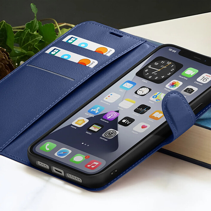 Acheter Zanaé Étui Portefeuille pour iPhone 12 et 12 Pro Support et Languette Magnétique Bleu nuit