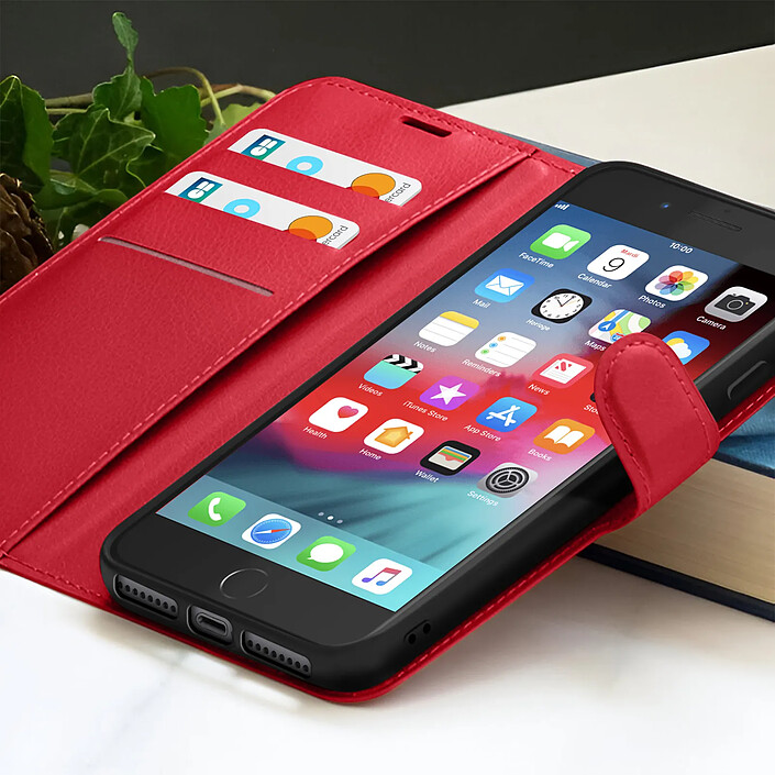 Acheter Zanaé Étui Portefeuille pour iPhone 8 Plus / 7 Plus Support et Languette Magnétique Rouge