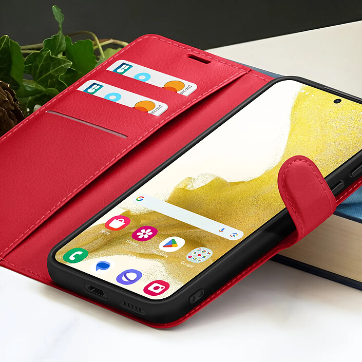Acheter Zanaé Étui Portefeuille pour Samsung Galaxy S22 Support et Languette Rouge