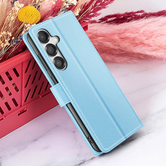 Zanaé Étui Portefeuille pour Galaxy S25 / S24 avec Support et Languette Magnétique Bleu clair pas cher