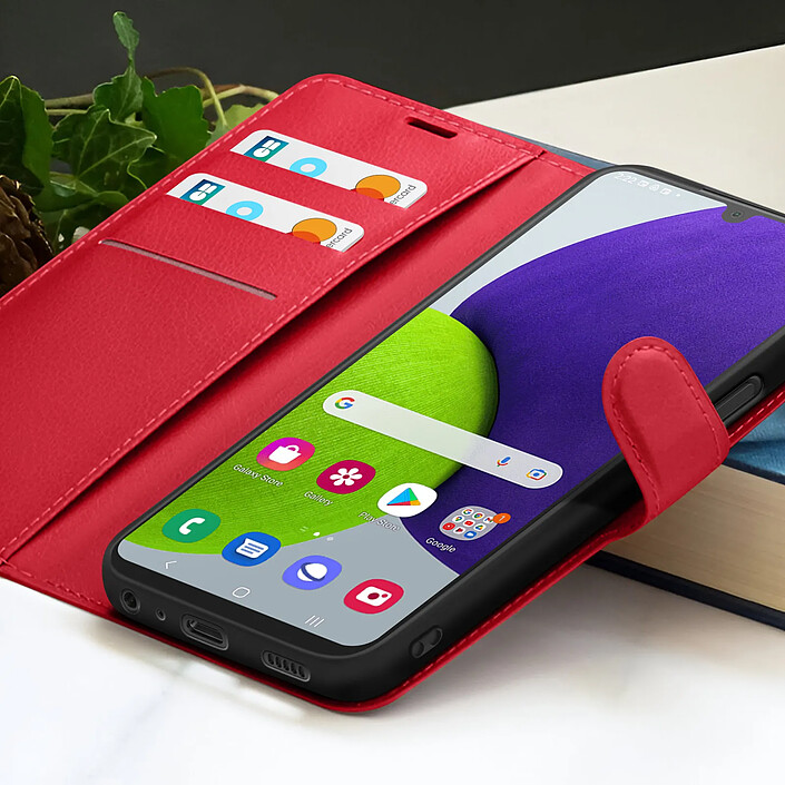 Acheter Zanaé Étui Portefeuille pour Galaxy M22 / M32 / A22 Support et Languette Magnétique Rouge
