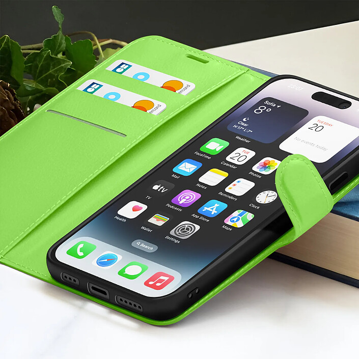 Acheter Zanaé Étui Portefeuille pour iPhone 14 Pro Support et Languette Magnétique Vert