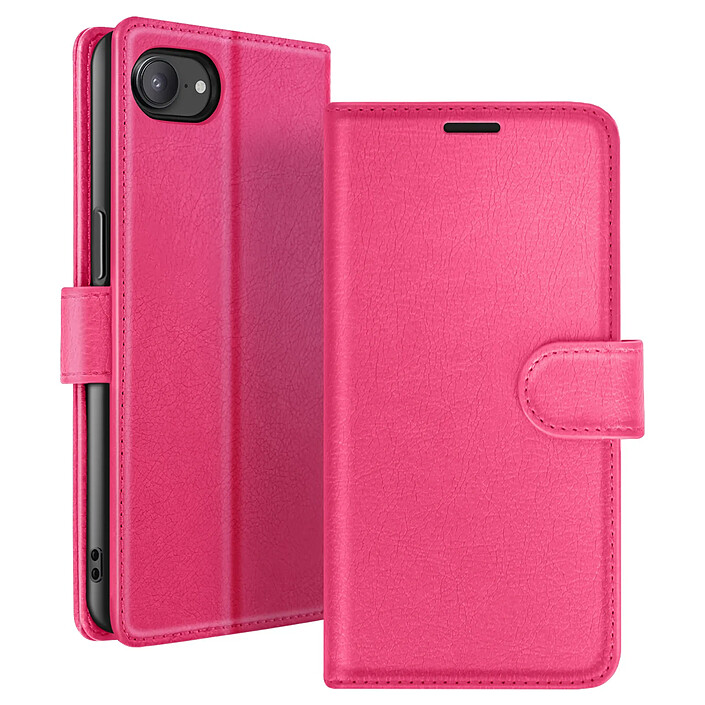 Zanaé Étui Portefeuille pour iPhone 16e Support et Languette Magnétique Fuchsia