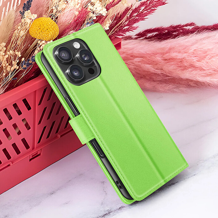 Zanaé Étui Portefeuille pour iPhone 16 Pro Max avec Support et Languette Magnétique Vert pas cher