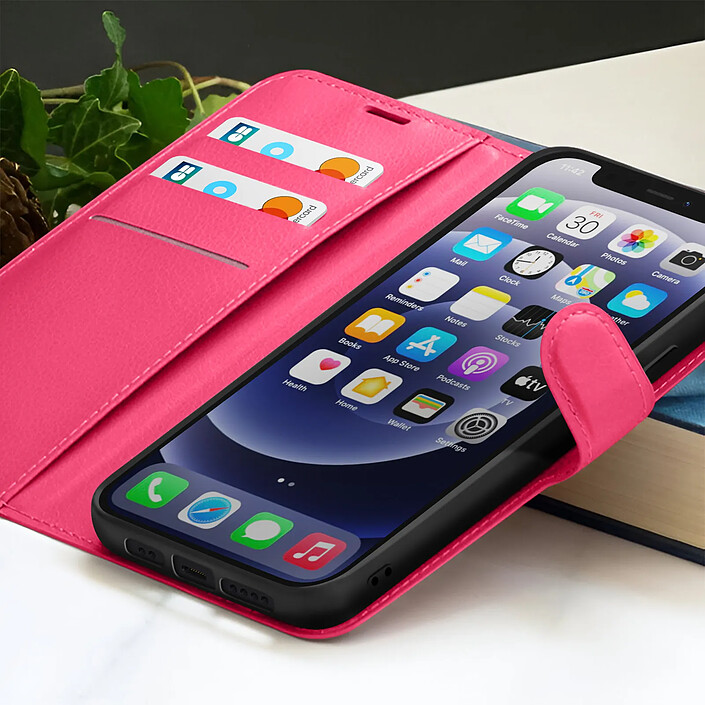 Acheter Zanaé Étui Portefeuille pour iPhone 12 mini Fonction Support et Languette Magnétique Fuchsia