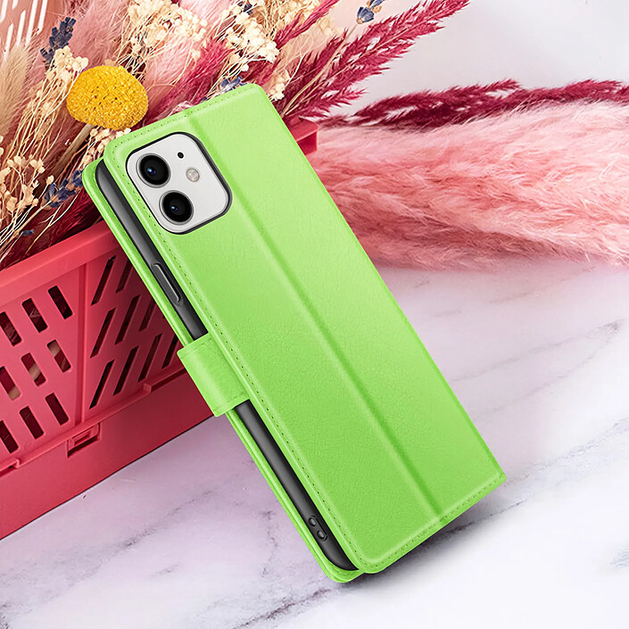 Zanaé Étui Portefeuille pour iPhone 12 et 12 Pro Support et Languette Magnétique Vert pas cher