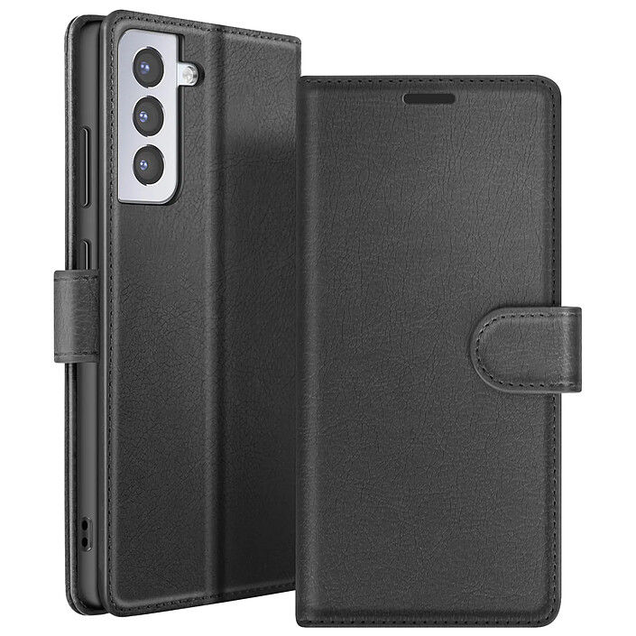 Zanaé Étui Portefeuille pour Galaxy S21 avec Fonction Support et Languette Magnétique Noir