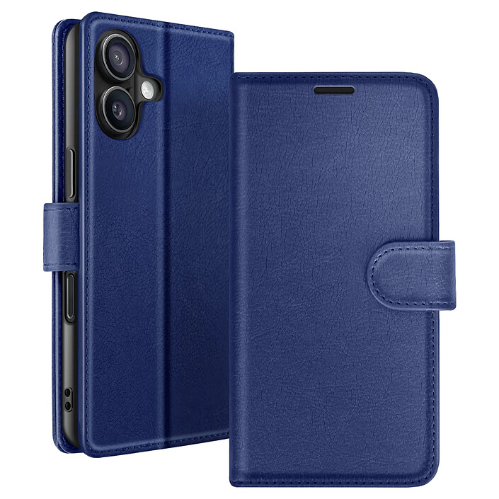 Zanaé Étui Portefeuille pour iPhone 16 Plus Support et Languette Magnétique Bleu nuit