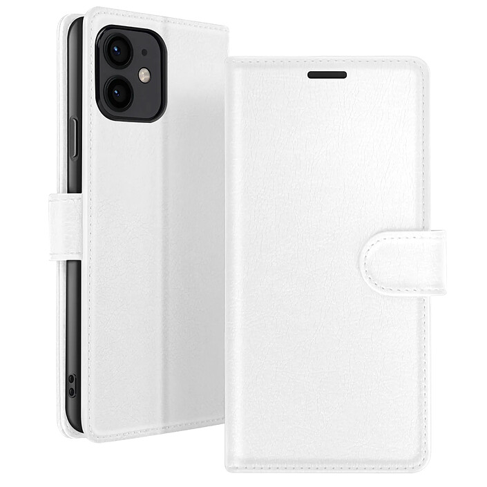 Zanaé Étui Portefeuille pour iPhone 12 mini Fonction Support et Languette Magnétique Blanc
