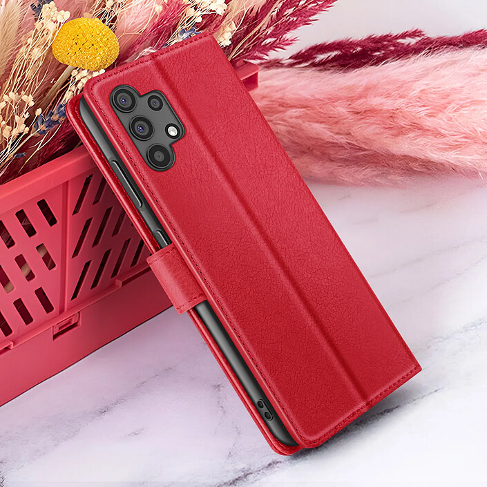 Zanaé Étui Portefeuille pour Galaxy A32 4G avec Support et Languette Magnétique Rouge pas cher