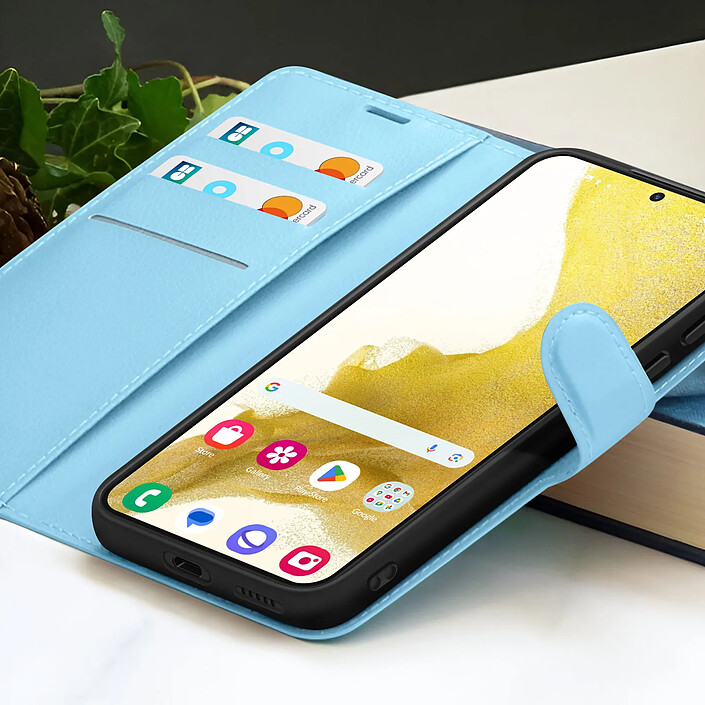 Acheter Zanaé Étui Portefeuille pour Samsung Galaxy S22 Support et Languette Bleu ciel