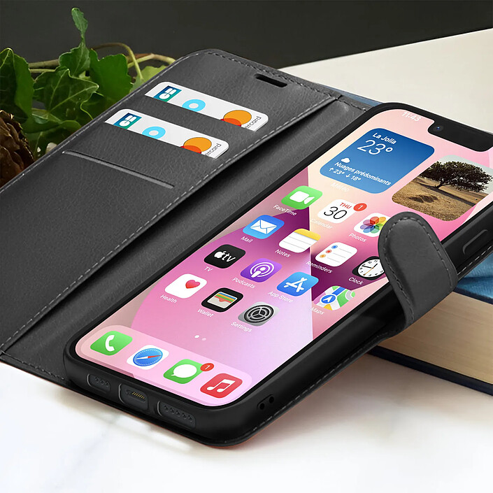 Acheter Zanaé Étui Portefeuille pour iPhone 13 Support et Languette Magnétique Noir