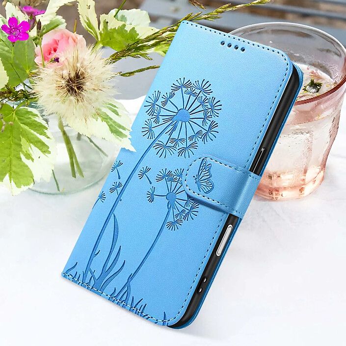 Acheter Zanaé Étui Portefeuille pour iPhone 17 Premium Design Fleurs Papillon Bleu clair