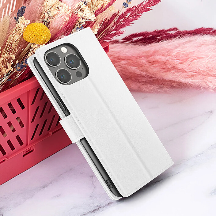 Zanaé Étui Portefeuille pour iPhone 13 Pro Max Support et Languette Magnétique Blanc pas cher