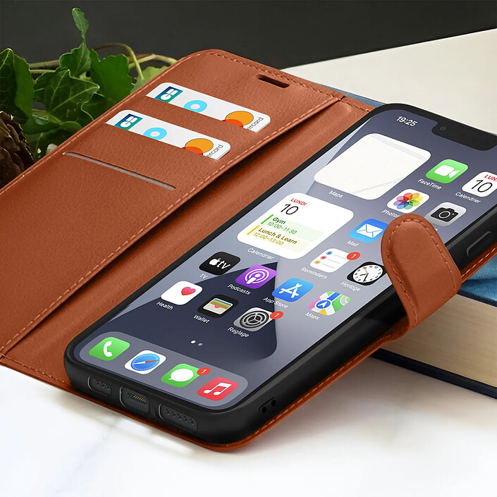 Acheter Zanaé Étui Portefeuille pour iPhone 13 Pro Max Support et Languette Magnétique Marron