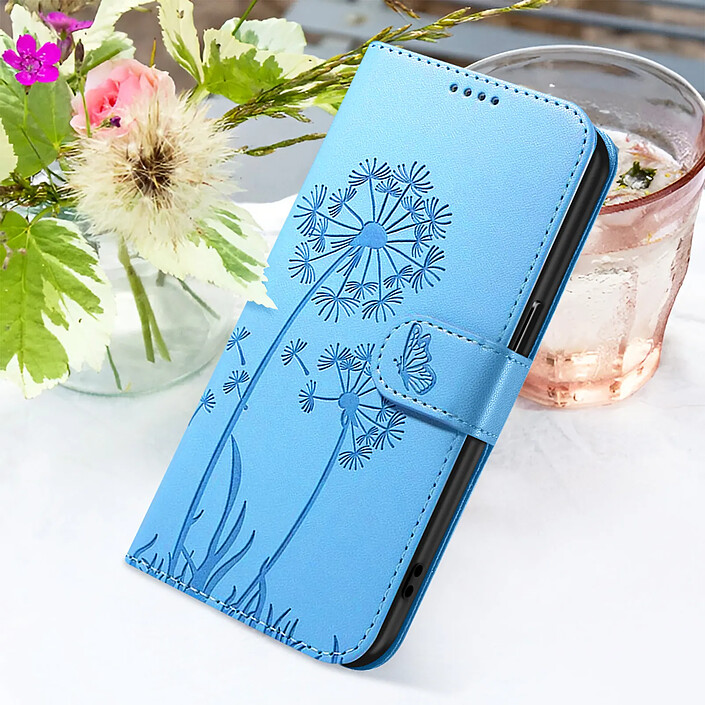 Acheter Zanaé Étui Portefeuille pour iPhone 16e Premium Design Fleurs Papillon Bleu clair