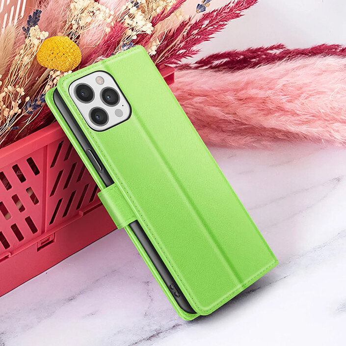 Zanaé Étui Portefeuille pour iPhone 12 Pro Max avec Support et Languette Magnétique Vert pas cher