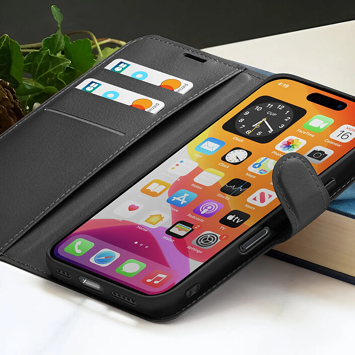 Acheter Zanaé Étui Portefeuille pour iPhone 16 Plus Support et Languette Magnétique Noir