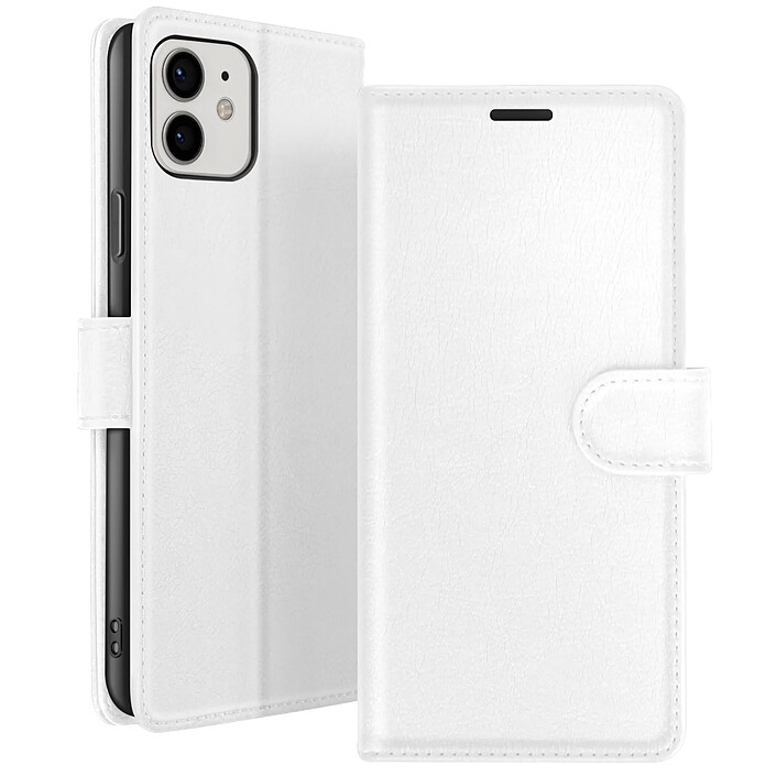 Zanaé Étui Portefeuille pour iPhone 12 et 12 Pro Support et Languette Magnétique Blanc