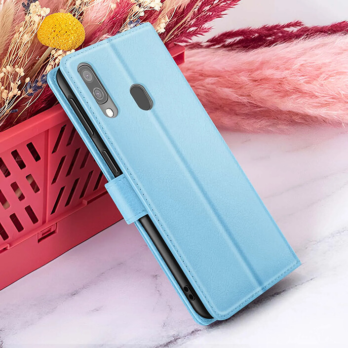 Zanaé Étui Portefeuille pour Samsung A40 Support et Languette Magnétique Bleu clair pas cher