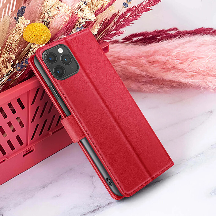 Zanaé Étui Portefeuille pour iPhone 11 Pro Support et Languette Magnétique Rouge pas cher