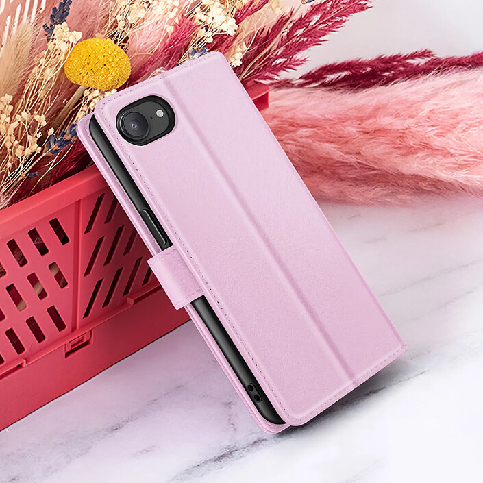 Zanaé Étui Portefeuille pour iPhone 16e Support et Languette Magnétique Rose pas cher