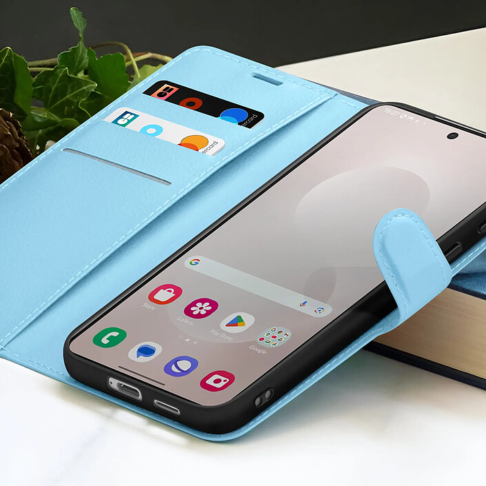 Acheter Zanaé Étui Portefeuille pour Galaxy S25 Edge avec Support et Languette Magnétique Bleu clair