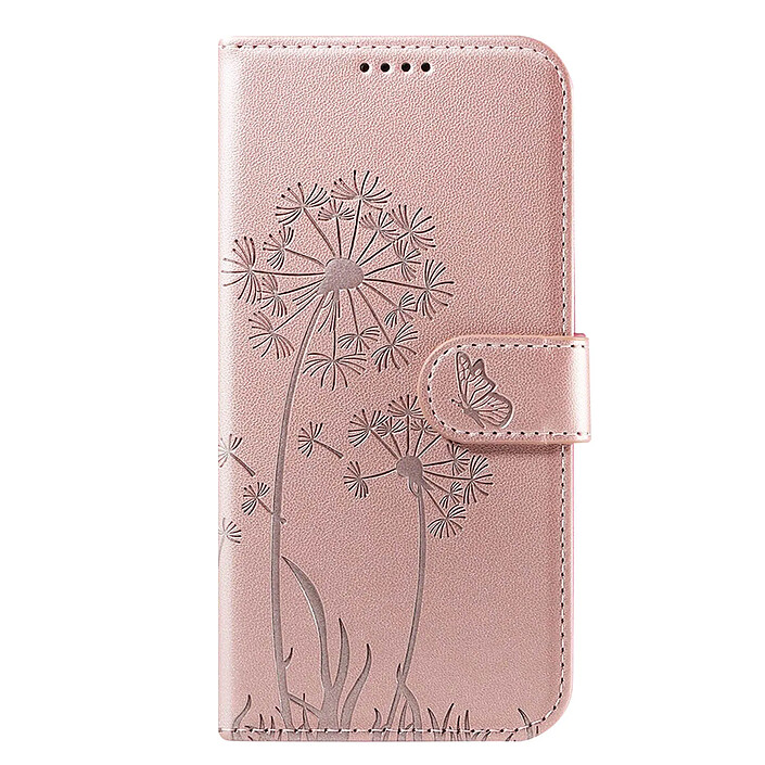 Zanaé Étui Portefeuille pour iPhone Air Premium Design Fleurs Papillon Rose champagne
