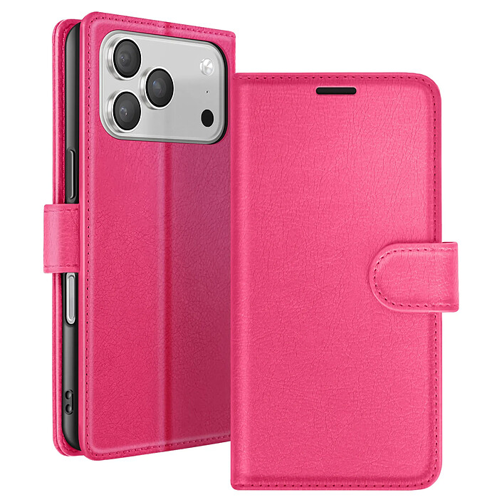 Zanaé Étui Portefeuille pour iPhone 17 Pro avec Support et Languette Magnétique Fuchsia