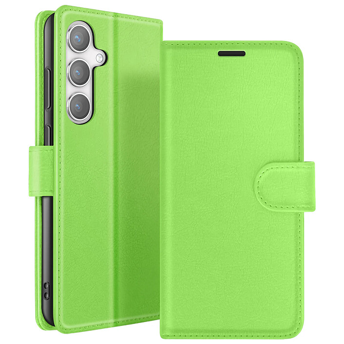 Zanaé Étui Portefeuille pour Galaxy S24 avec Fonction Support et Languette Magnétique Vert
