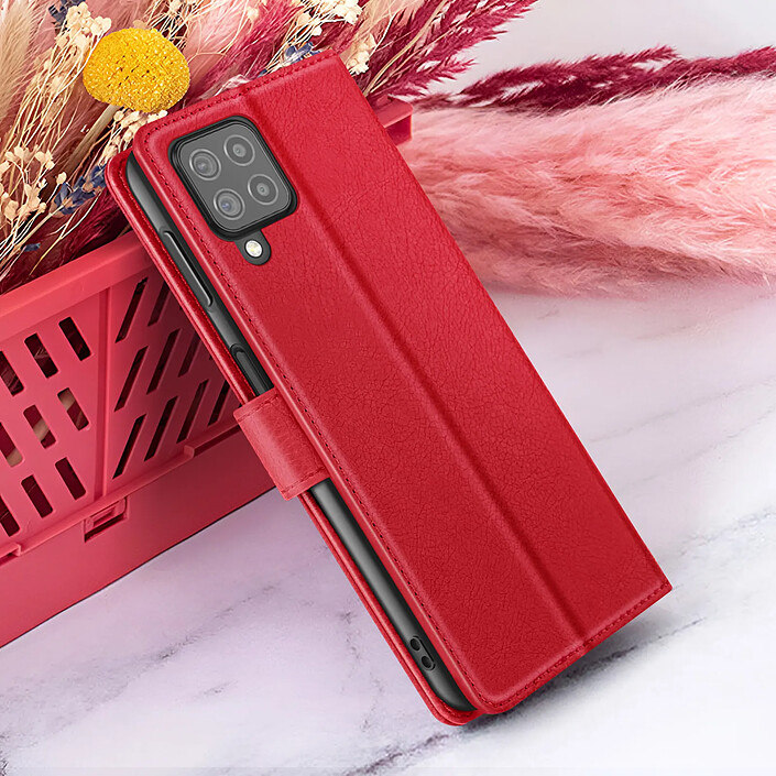 Zanaé Étui Portefeuille pour Galaxy M22 / M32 / A22 Support et Languette Magnétique Rouge pas cher