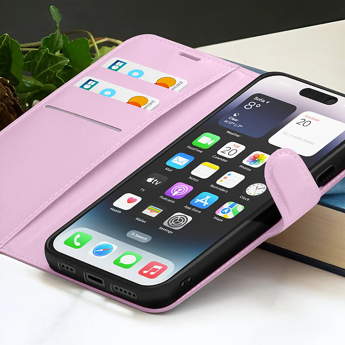 Acheter Zanaé Étui Portefeuille pour iPhone 14 Pro Max Support et Languette Magnétique Rose