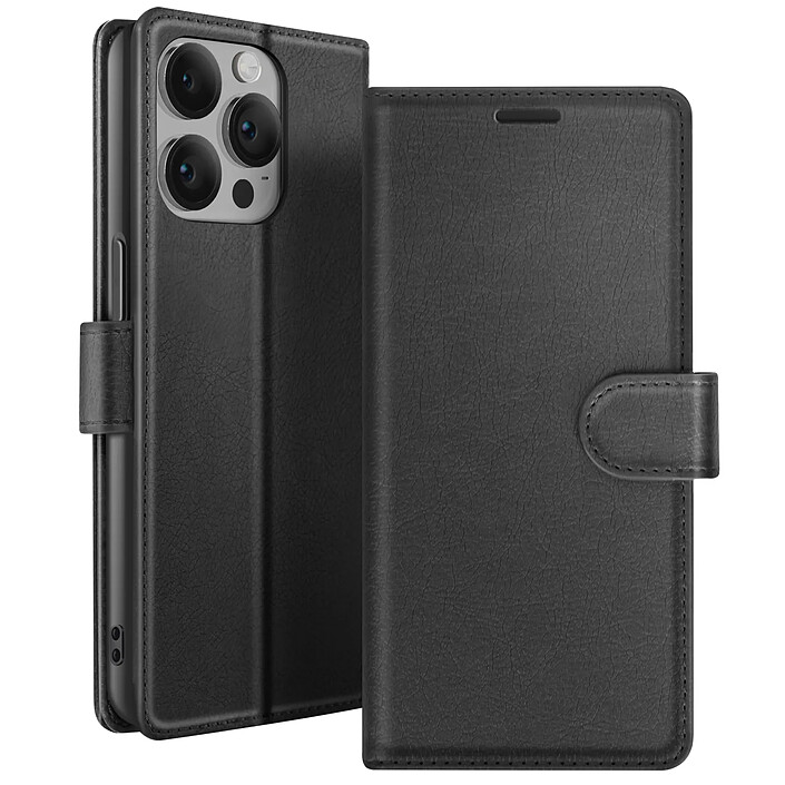 Zanaé Étui Portefeuille pour iPhone 14 Pro Max Support et Languette Magnétique Noir