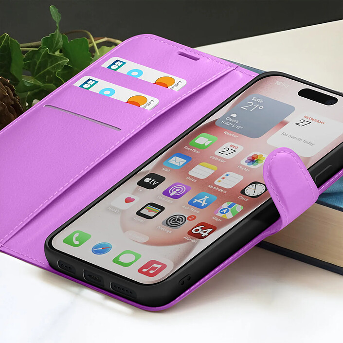 Acheter Zanaé Étui Portefeuille pour iPhone 15 Support et Languette Magnétique Violet