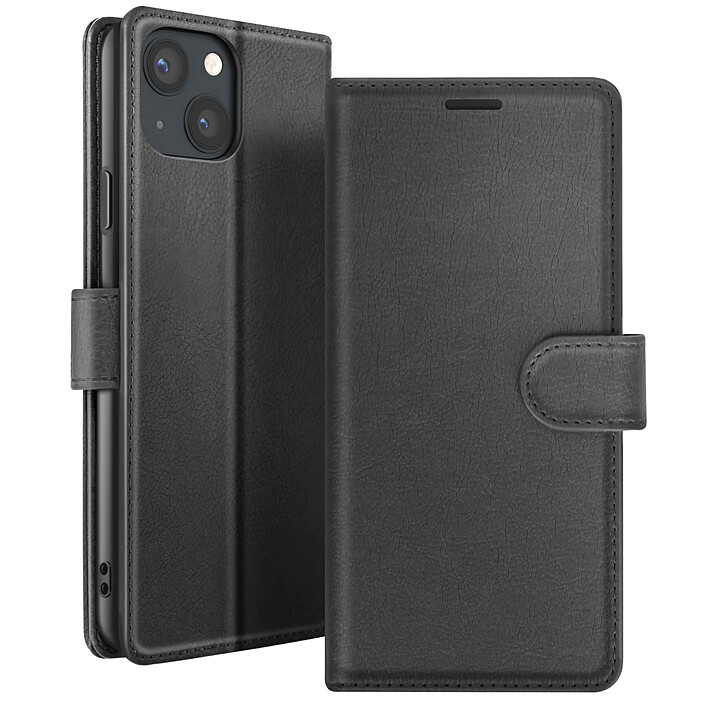 Zanaé Étui Portefeuille pour iPhone 13 Support et Languette Magnétique Noir