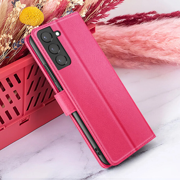 Zanaé Étui Portefeuille pour Samsung Galaxy S22 Plus Support et Languette Fuchsia pas cher
