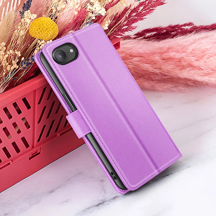 Zanaé Étui Portefeuille pour iPhone 16e Support et Languette Magnétique Violet pas cher