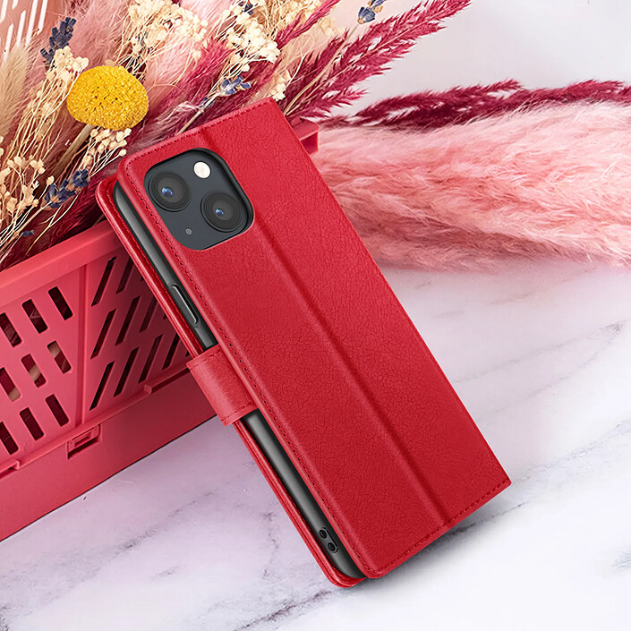 Zanaé Étui Portefeuille pour iPhone 13 Mini Support et Languette Magnétique Rouge pas cher