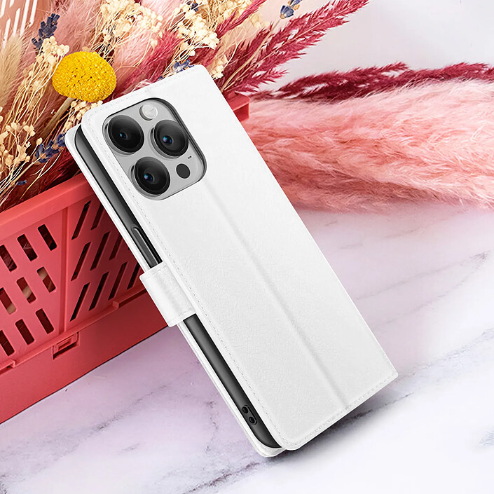 Zanaé Étui Portefeuille pour iPhone 14 Pro Max Support et Languette Magnétique Blanc pas cher