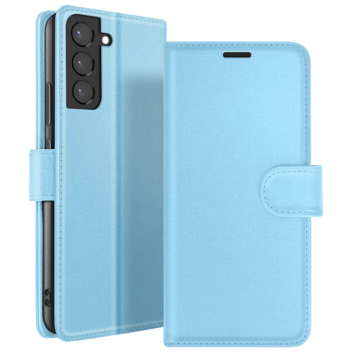 Zanaé Étui Portefeuille pour Samsung Galaxy S22 Plus Support et Languette Bleu