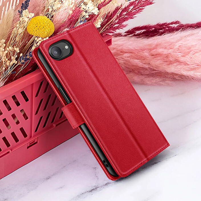 Zanaé Étui Portefeuille pour iPhone 16e Support et Languette Magnétique Rouge pas cher