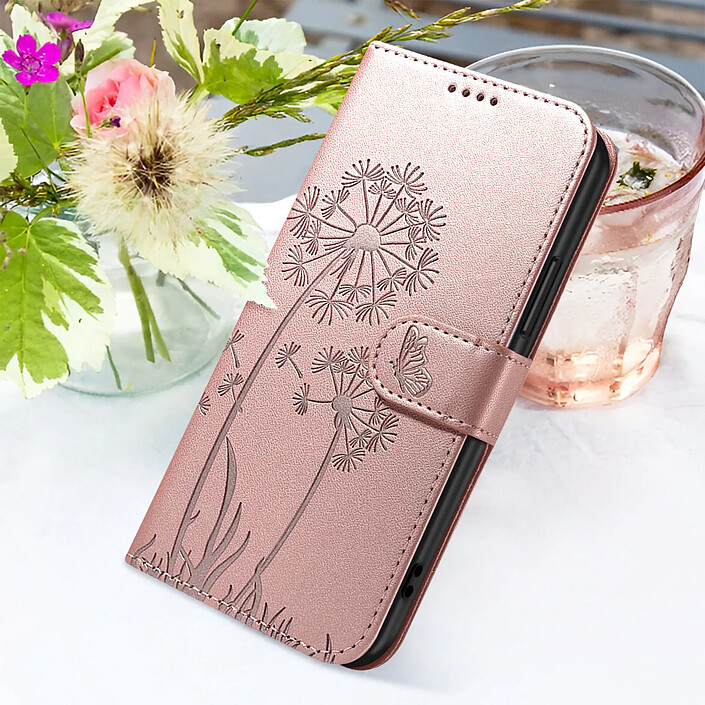 Acheter Zanaé Étui Portefeuille pour Redmi Note 14 4G Premium Design Fleurs Papillon Rose champagne