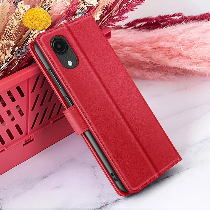 Zanaé Étui Portefeuille pour Galaxy A03 Core avec Support et Languette Magnétique Rouge pas cher