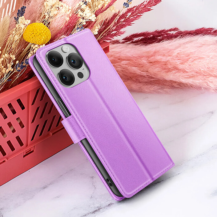 Zanaé Étui Portefeuille pour iPhone 14 Pro Support et Languette Magnétique Violet pas cher