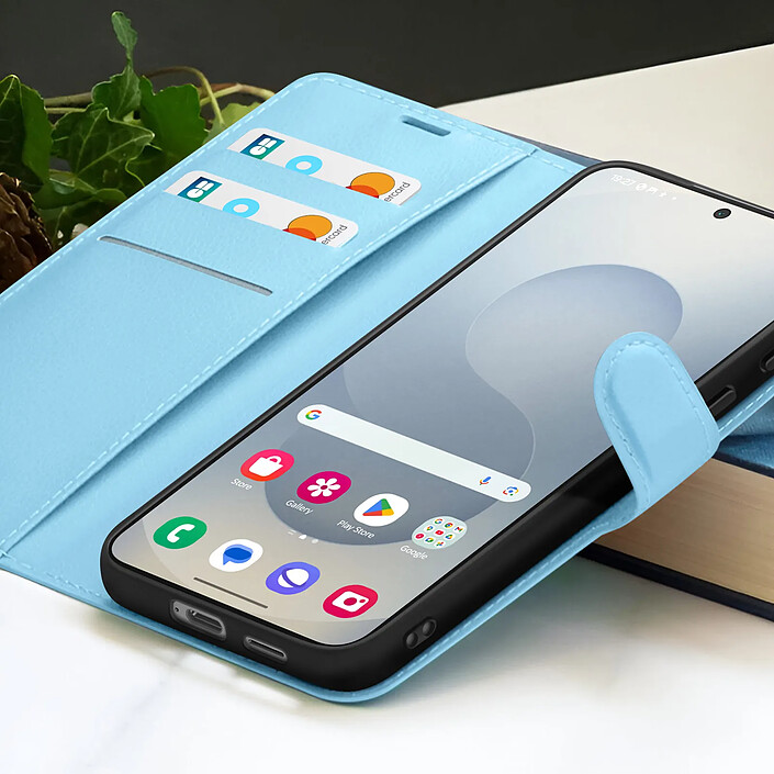 Acheter Zanaé Étui Portefeuille pour Galaxy S25 / S24 avec Support et Languette Magnétique Bleu clair