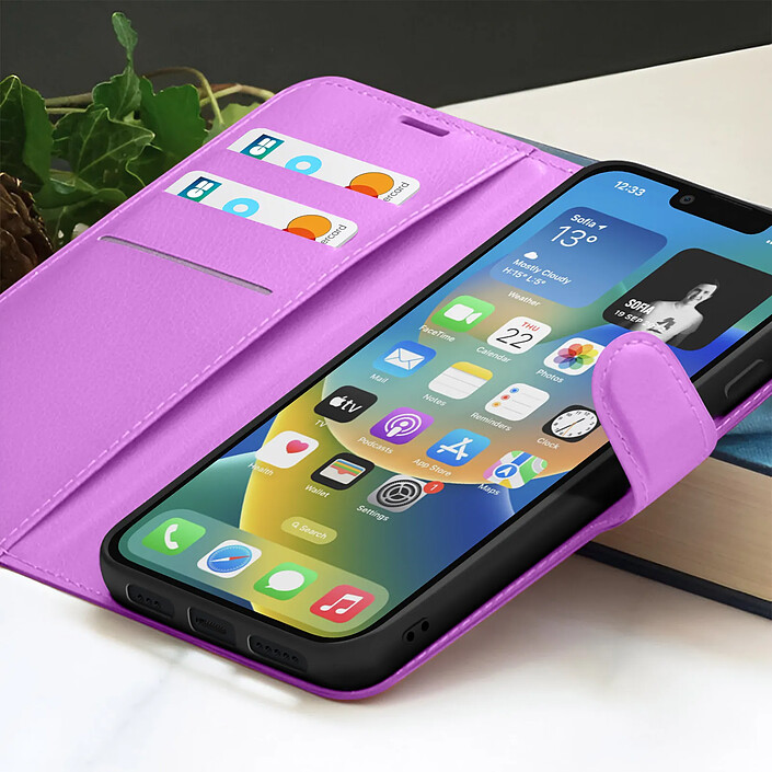 Acheter Zanaé Étui Portefeuille pour iPhone 14 Plus Support et Languette Magnétique Violet