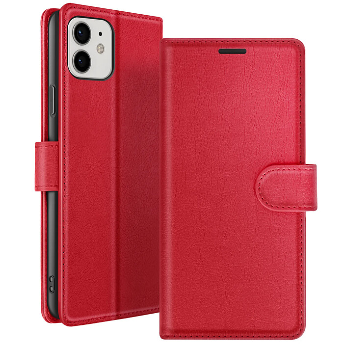 Zanaé Étui Portefeuille pour iPhone 12 et 12 Pro Support et Languette Magnétique Rouge
