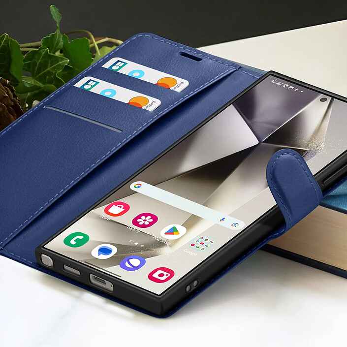 Acheter Zanaé Étui Portefeuille pour Galaxy S24 Ultra avec Support et Languette Magnétique Bleu nuit