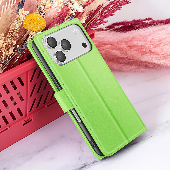 Zanaé Étui Portefeuille pour iPhone 17 Pro avec Support et Languette Magnétique Vert pas cher